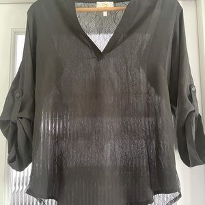 NWOT Collective Concepts Semi-Sheer Lace Back Long Sleeve Top
